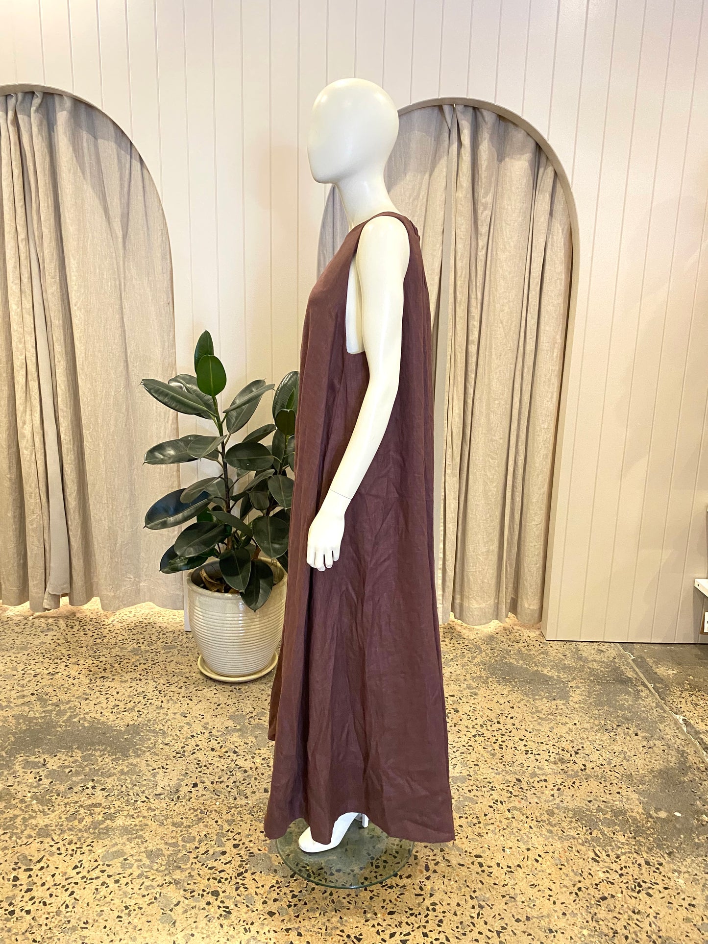 Dissh Walnut Linen Maxi Dress - Size 12