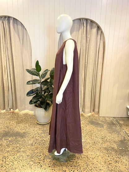 Dissh Walnut Linen Maxi Dress - Size 12