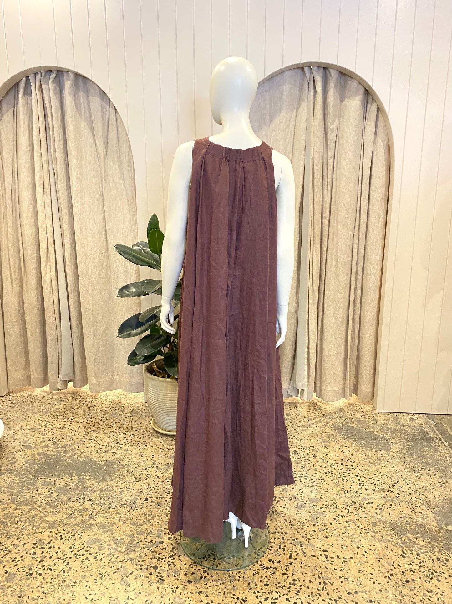 Dissh Walnut Linen Maxi Dress - Size 12