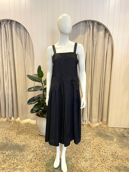 Lee Mathews Black Simone Apron Dress - Size 1