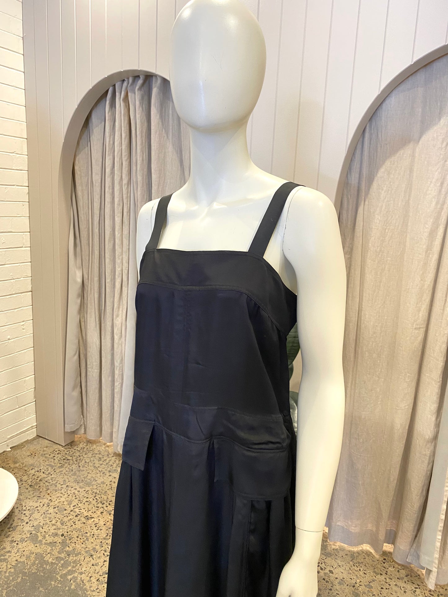 Lee Mathews Black Simone Apron Dress - Size 1