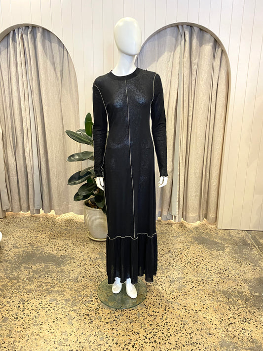 Hansen and Gretel Black Piper Maxi Dress - Size L