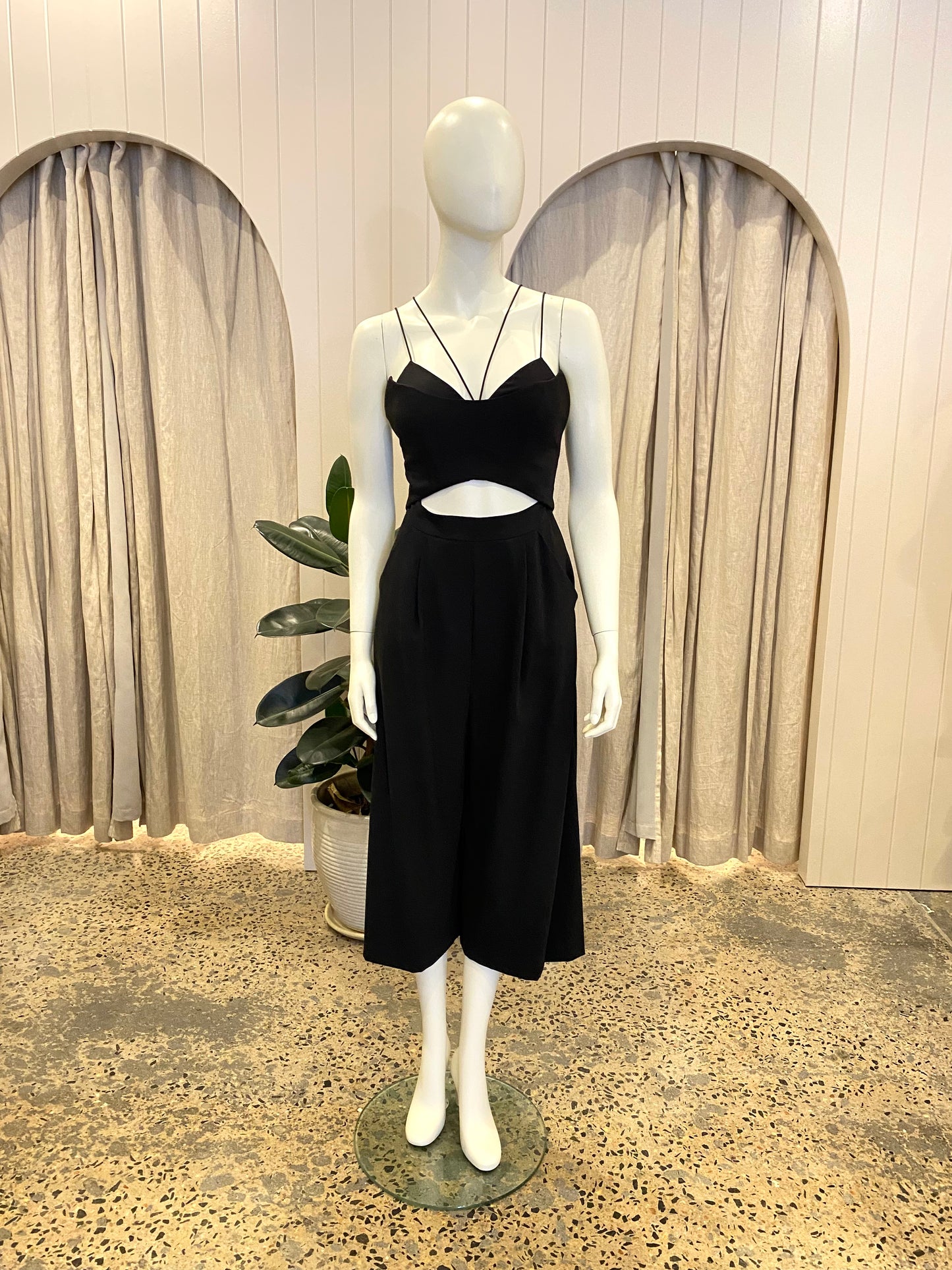 Sheike Black Cut Out Jumpsuit - Size 8