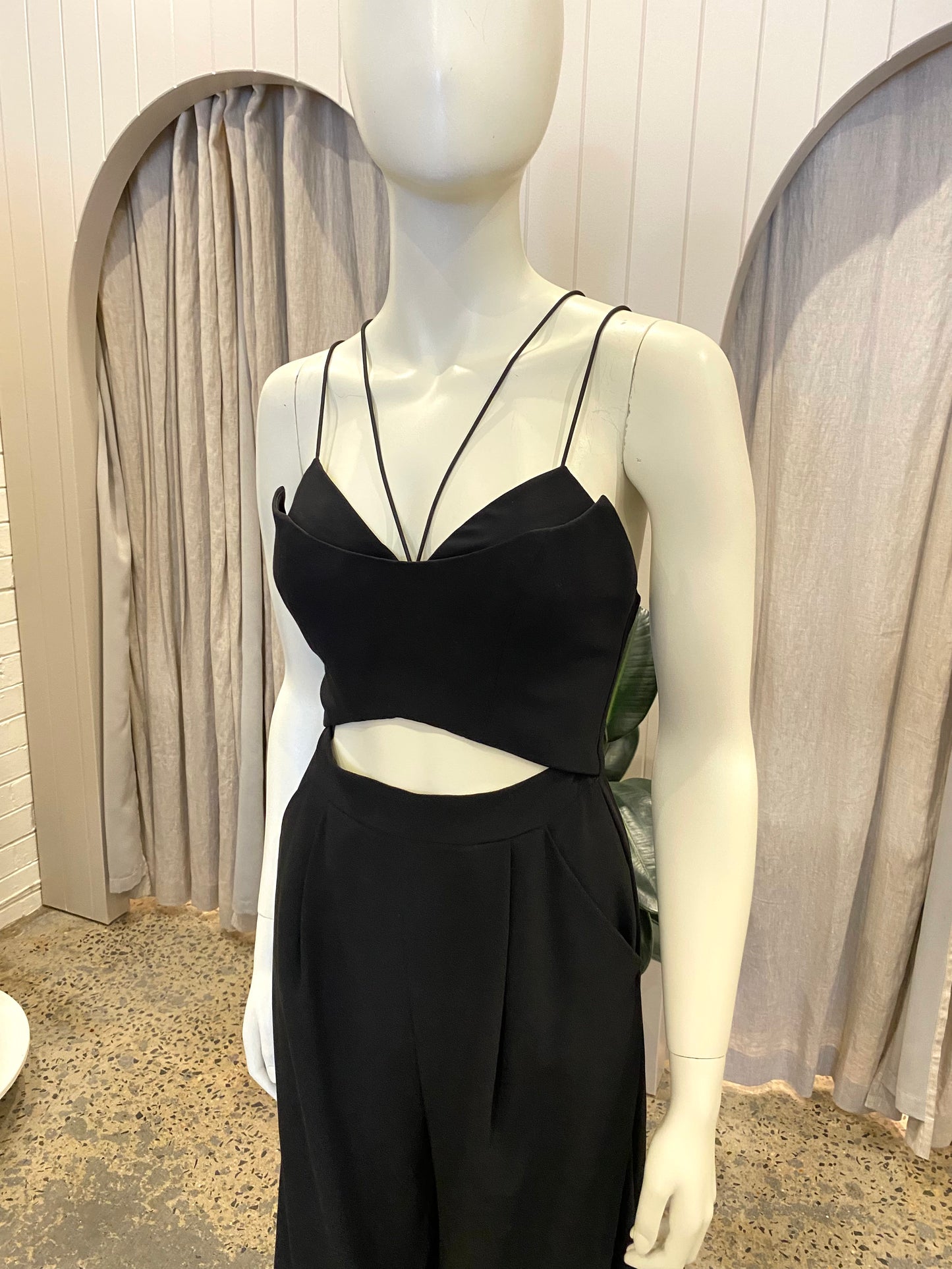 Sheike Black Cut Out Jumpsuit - Size 8