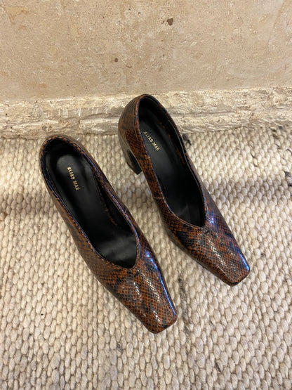 Alias Mae Brown and Black Clyde Snake Print Pump - Size 38