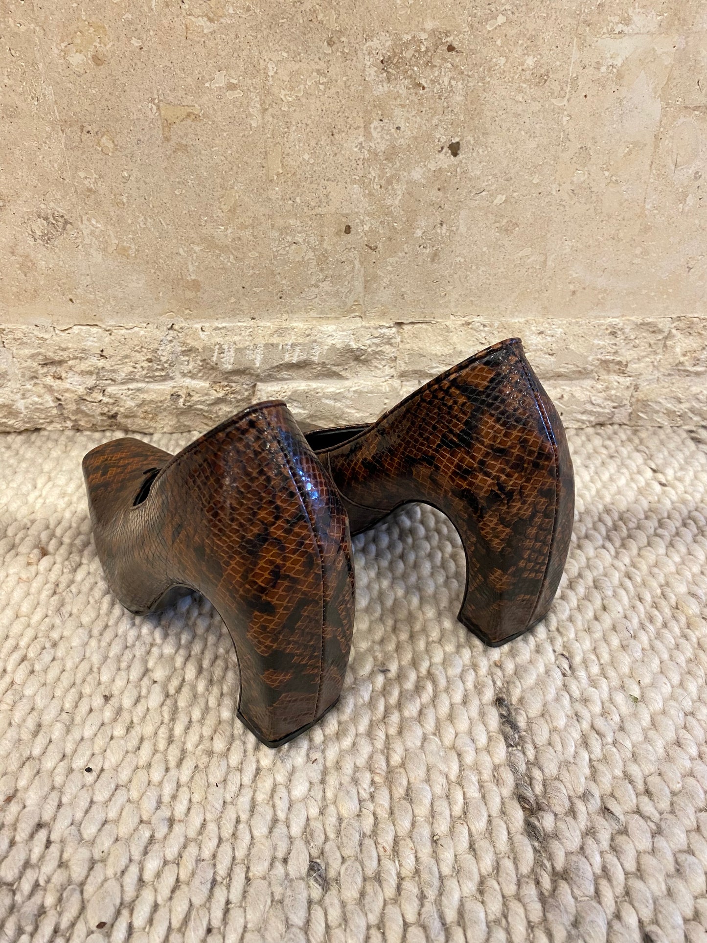 Alias Mae Brown and Black Clyde Snake Print Pump - Size 38