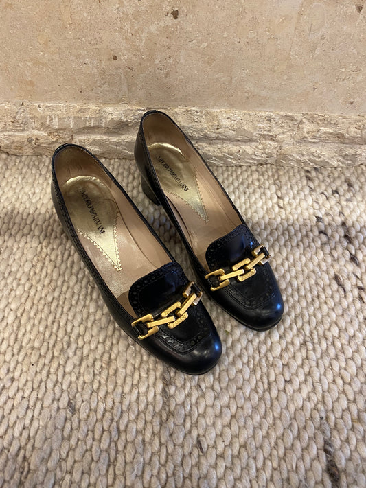 Emporio Armani Vintage Loafer Block Heels - Size 38