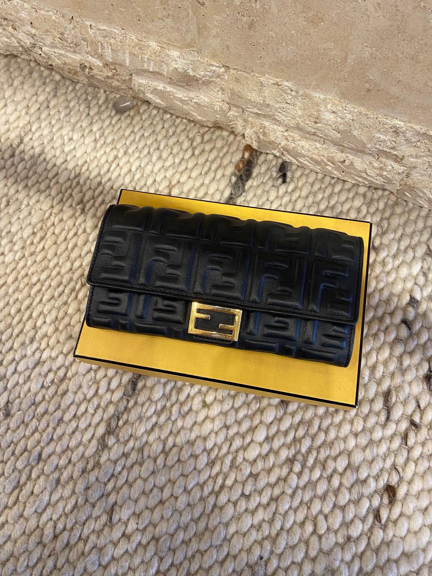Fendi Black Embossed Logo Wallet