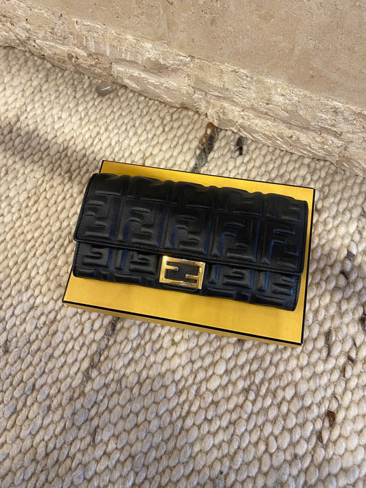 Fendi Black Embossed Logo Wallet