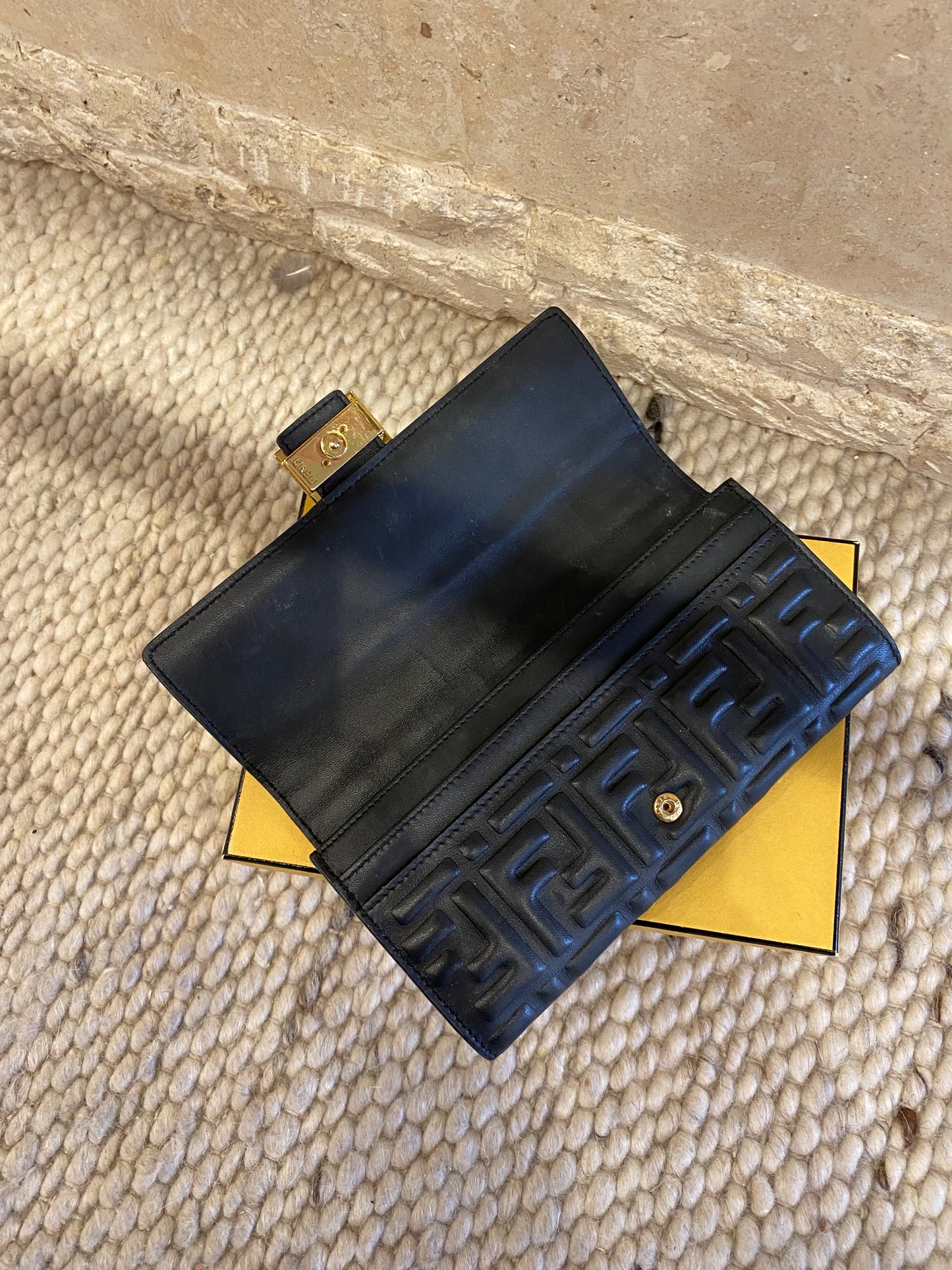 Fendi Black Embossed Logo Wallet