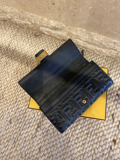 Fendi Black Embossed Logo Wallet