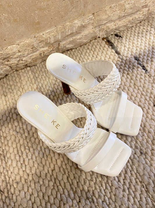 Sheike 'Maya' Woven High Heel in White - Size 7