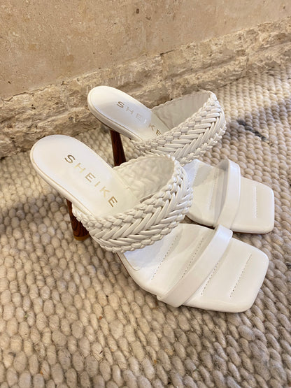 Sheike 'Maya' Woven High Heel in White - Size 7