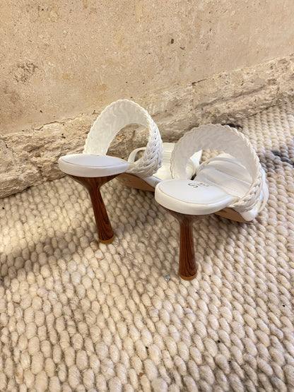 Sheike 'Maya' Woven High Heel in White - Size 7