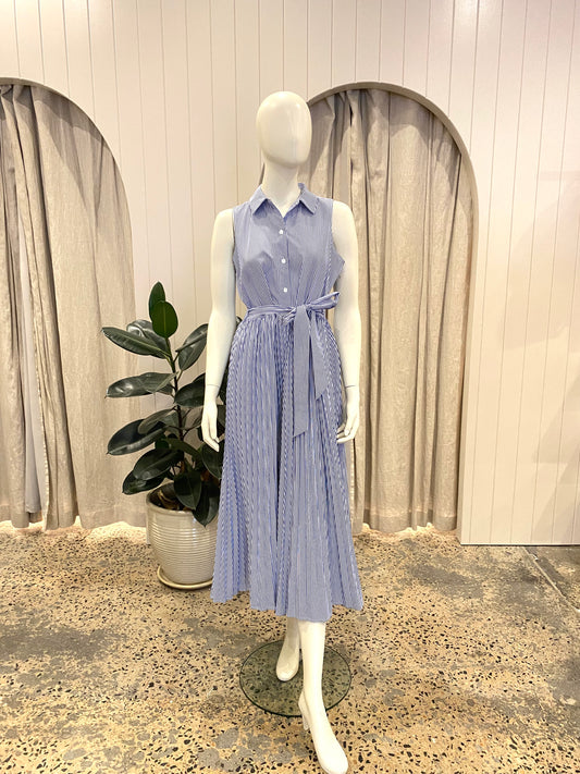 Tommy Hilfiger Striped Pleated Shirtdress - Size 10