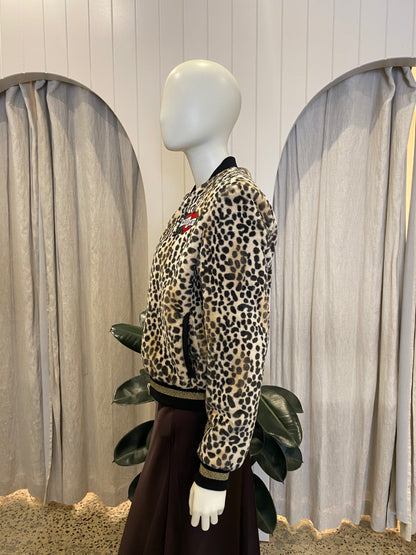 Guess Cheetah Bomber Jacket - Size Small (8-10)