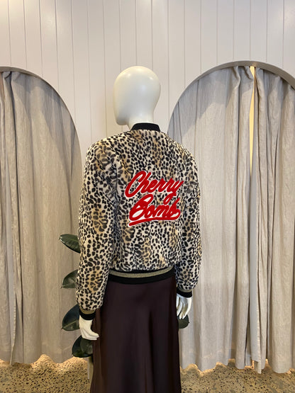 Guess Cheetah Bomber Jacket - Size Small (8-10)