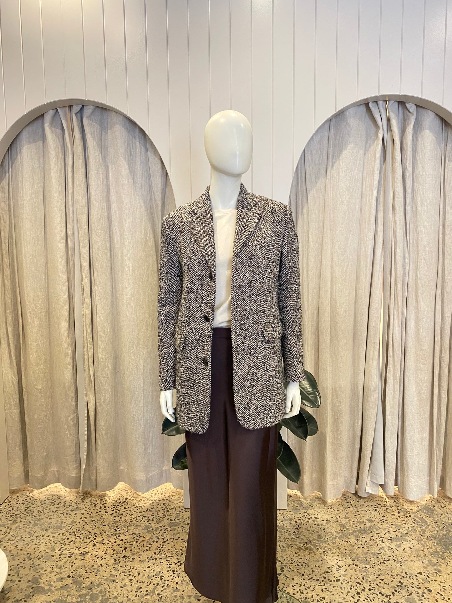 Zara Oversized Woven Tweed Blazer - Size XS (6-10)