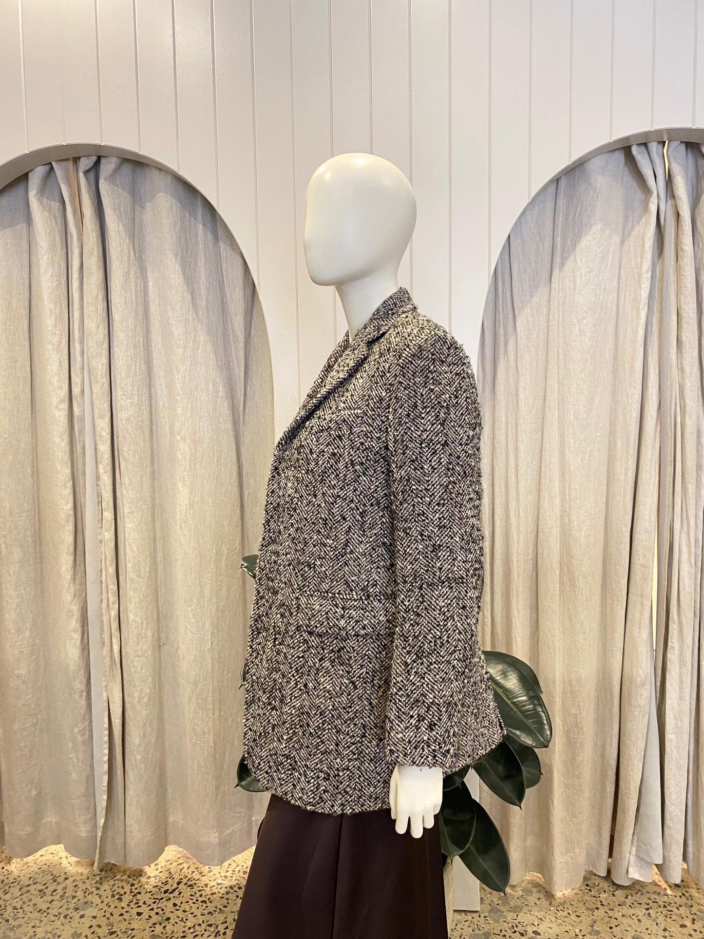 Zara Oversized Woven Tweed Blazer - Size XS (6-10)