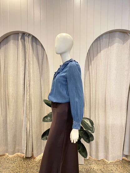 Levi's Ruffle Detail Denim Shirt - Size Small (8-10)