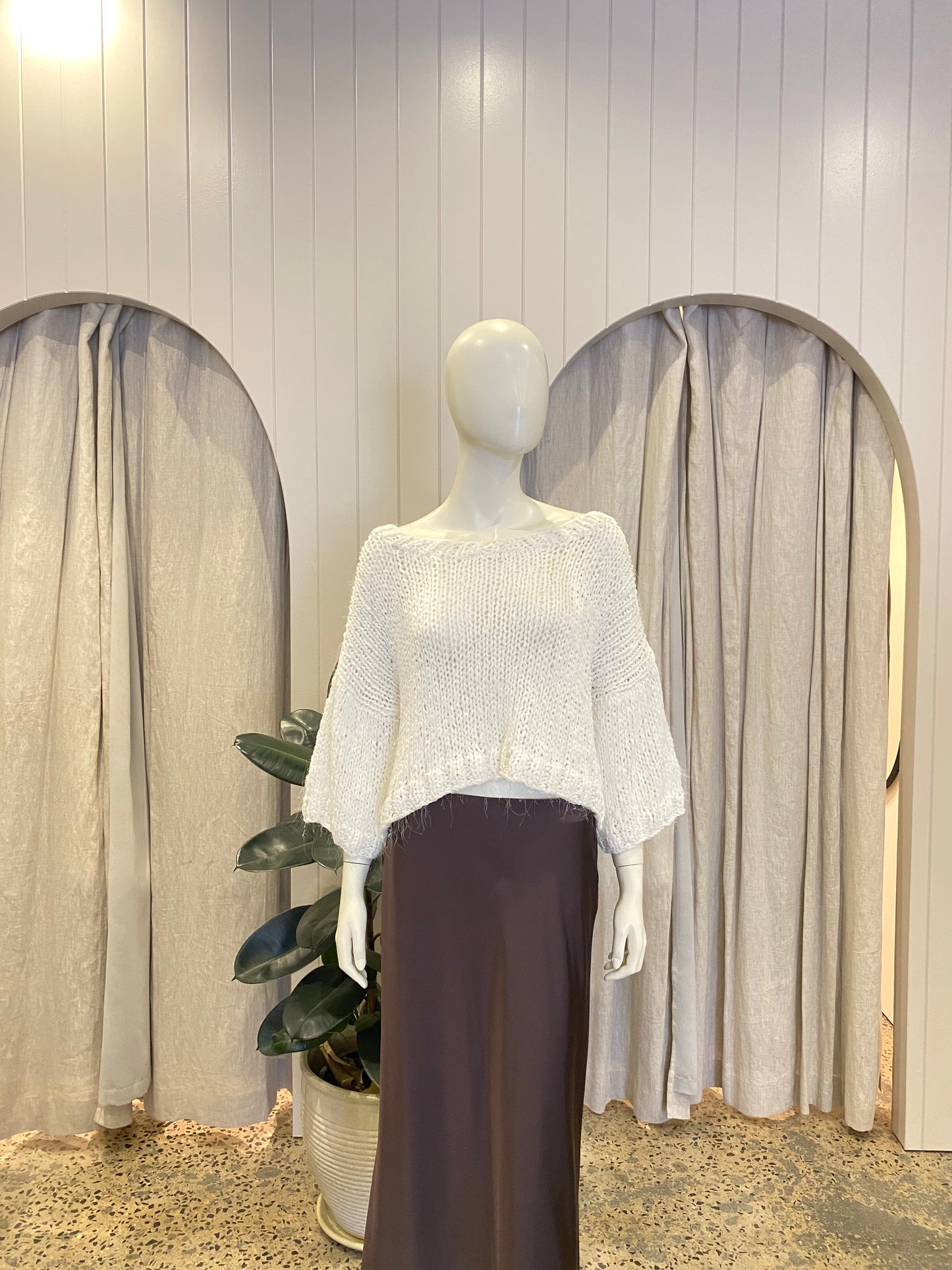 Mes Demoiselles Paris Woven Cropped Jumper in White - Size 12