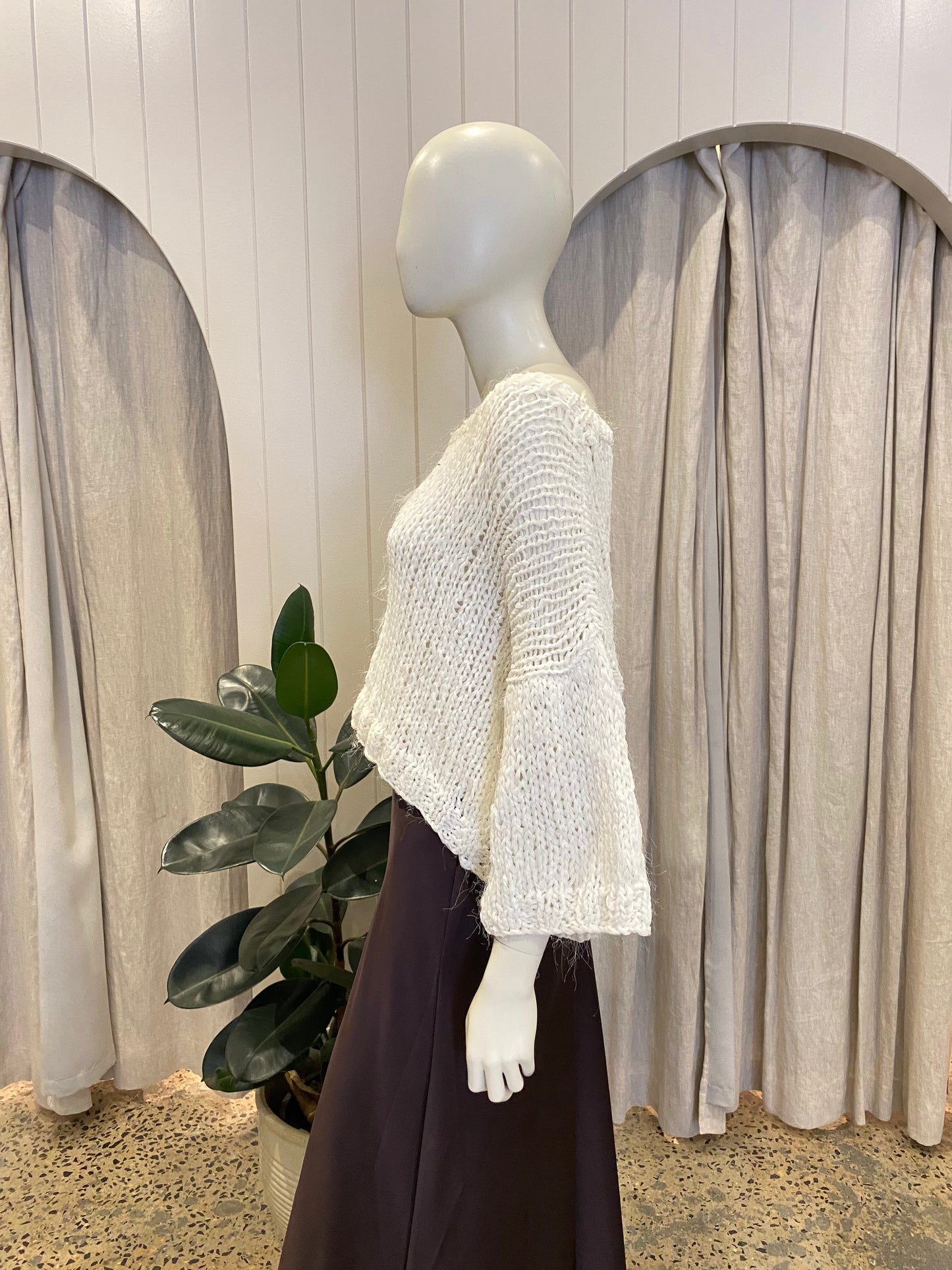 Mes Demoiselles Paris Woven Cropped Jumper in White - Size 12