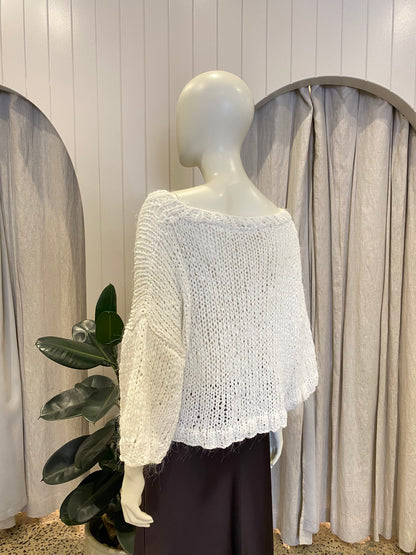 Mes Demoiselles Paris Woven Cropped Jumper in White - Size 12