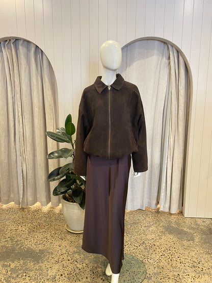 Dissh 'Denver' Suede Bomber Jacket in Cholcoate  - size 12 (BRAND NEW)