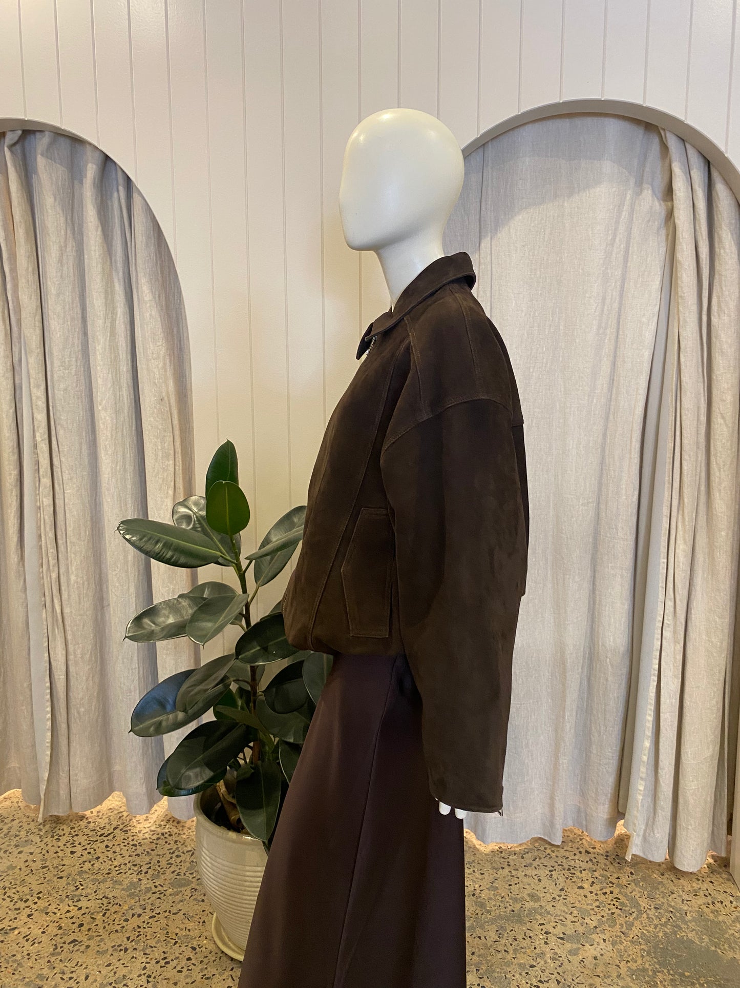 Dissh 'Denver' Suede Bomber Jacket in Cholcoate  - size 12 (BRAND NEW)