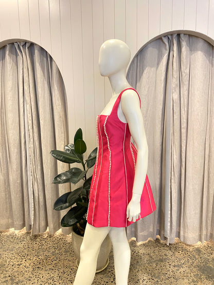 Eliya The Label 'Tahiti' Mini Dress in Magenta - Size M (10)