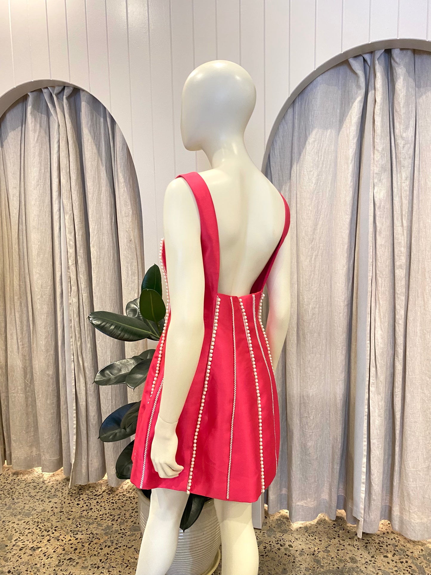 Eliya The Label 'Tahiti' Mini Dress in Magenta - Size M (10)