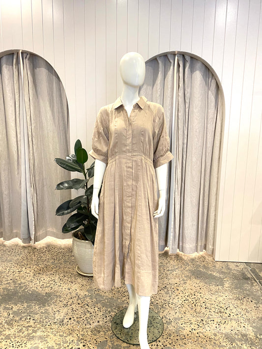 Country Road Walnut Cinched Waist Shirt Dress - Size 12
