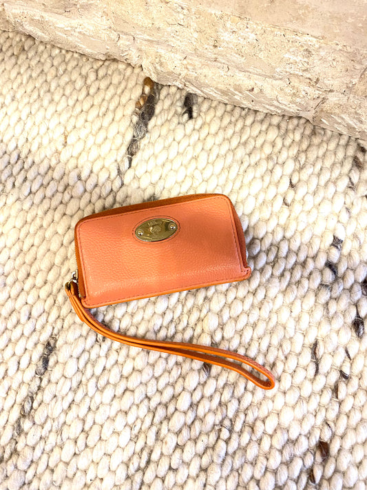 Mulberry Orange Plaque Small Zip Around Purse