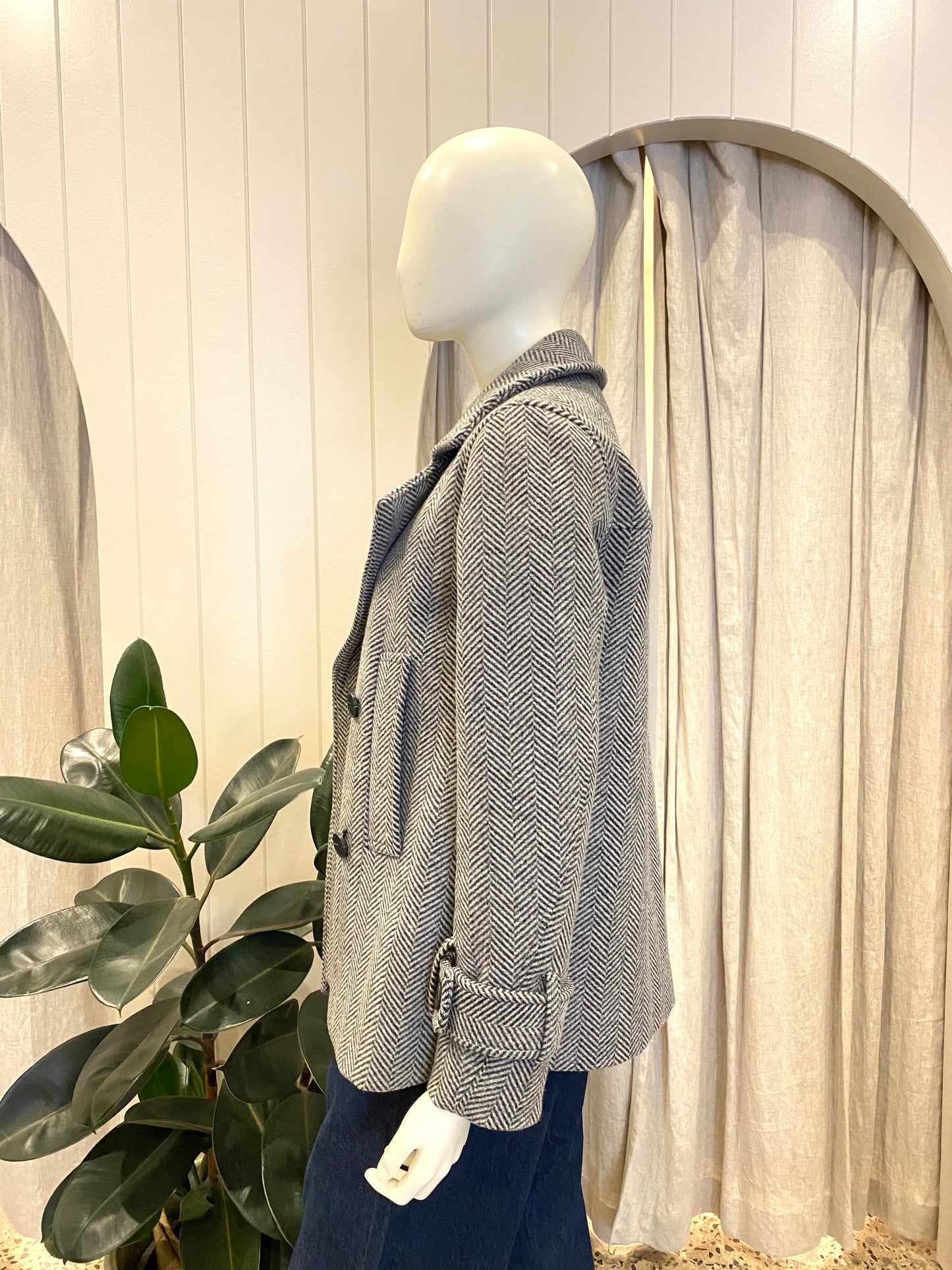 Country Road Grey Herringbone Pea Coat - Size 4