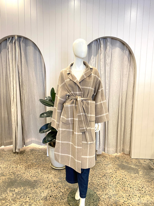 Oxford Ashley Wool Check Coat - Size S/M (10-12)