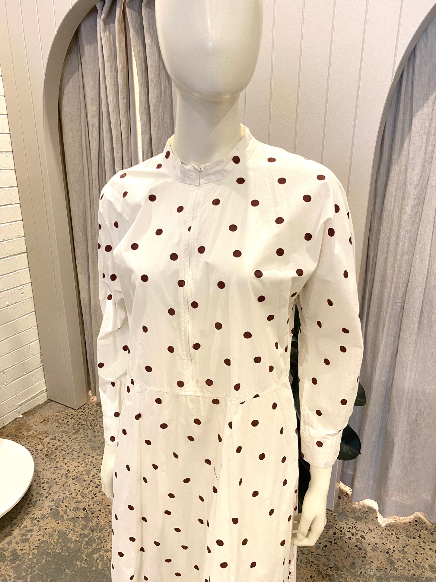 Ganni Polka Dot Print Midi Dress - Size 42 (10-12)