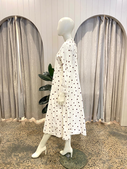 Ganni Polka Dot Print Midi Dress - Size 42 (10-12)