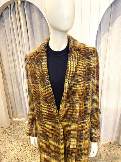 Auguste Checked Wool Blend Coat - Size 8