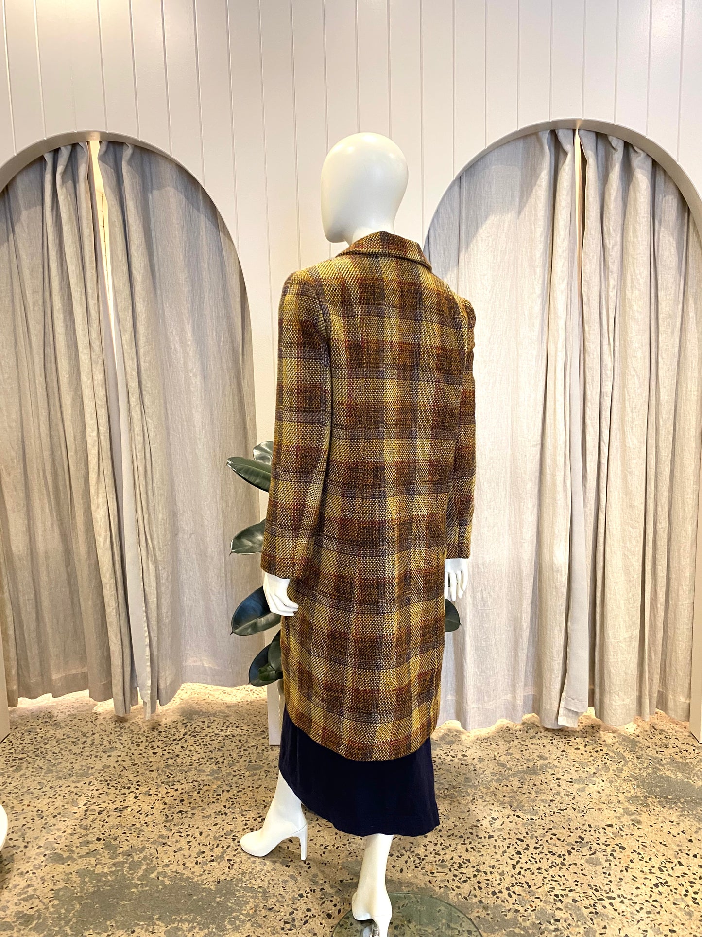 Auguste Checked Wool Blend Coat - Size 8