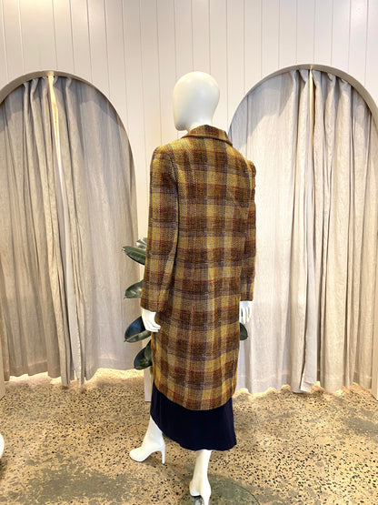 Auguste Checked Wool Blend Coat - Size 8