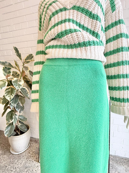 Oscar De La Renta Green Wool Knit Skirt - Size S