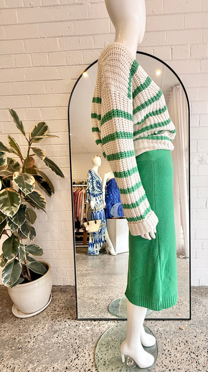 Oscar De La Renta Green Wool Knit Skirt - Size S