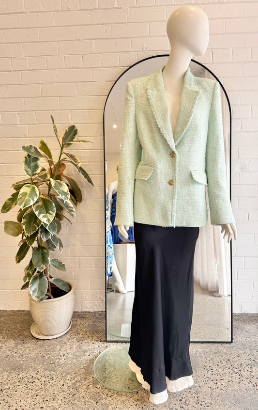 Aje Peppermint Tweed Daniella Boucle Blazer - Size 14