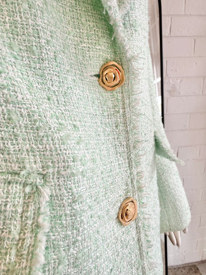 Aje Peppermint Tweed Daniella Boucle Blazer - Size 14