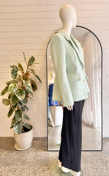 Aje Peppermint Tweed Daniella Boucle Blazer - Size 14