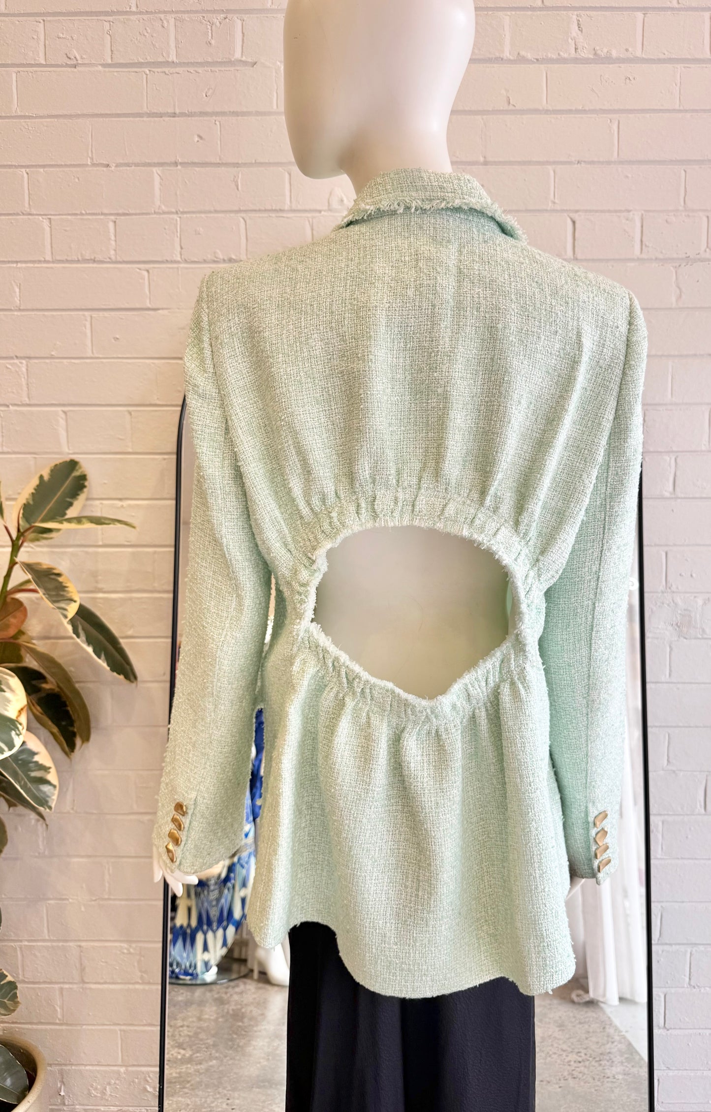 Aje Peppermint Tweed Daniella Boucle Blazer - Size 14