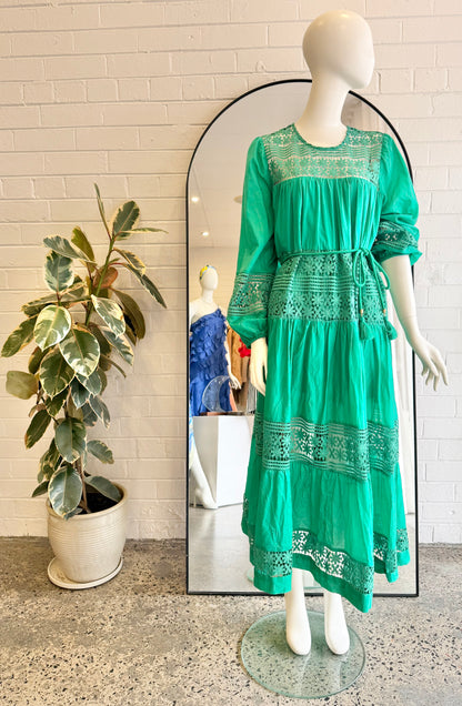 Bohemian Traders Emerald Lace Insert Maxi Dress - Size XS