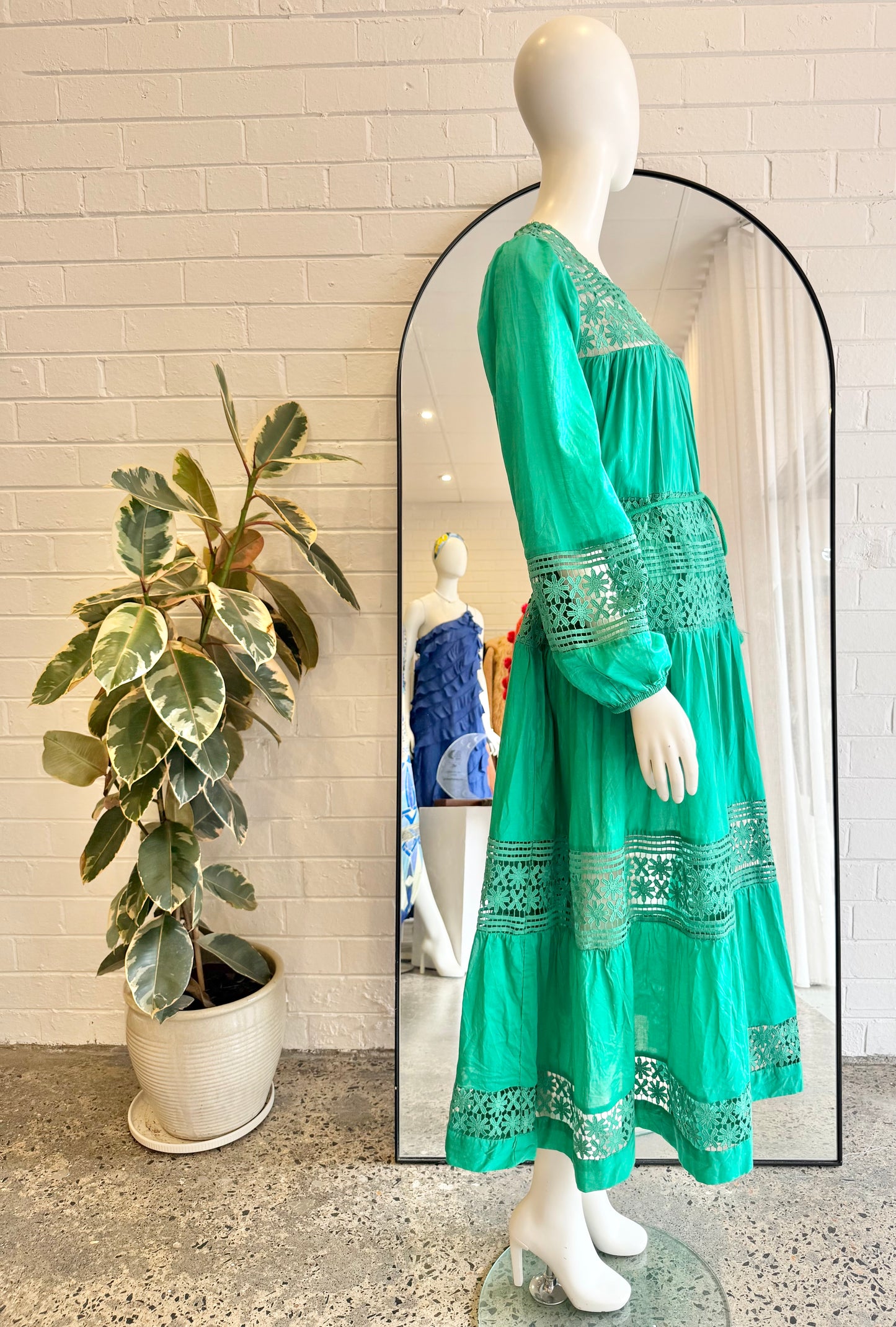 Bohemian Traders Emerald Lace Insert Maxi Dress - Size XS