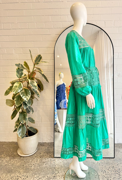 Bohemian Traders Emerald Lace Insert Maxi Dress - Size XS