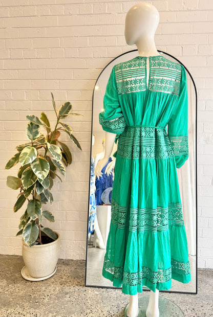 Bohemian Traders Emerald Lace Insert Maxi Dress - Size XS